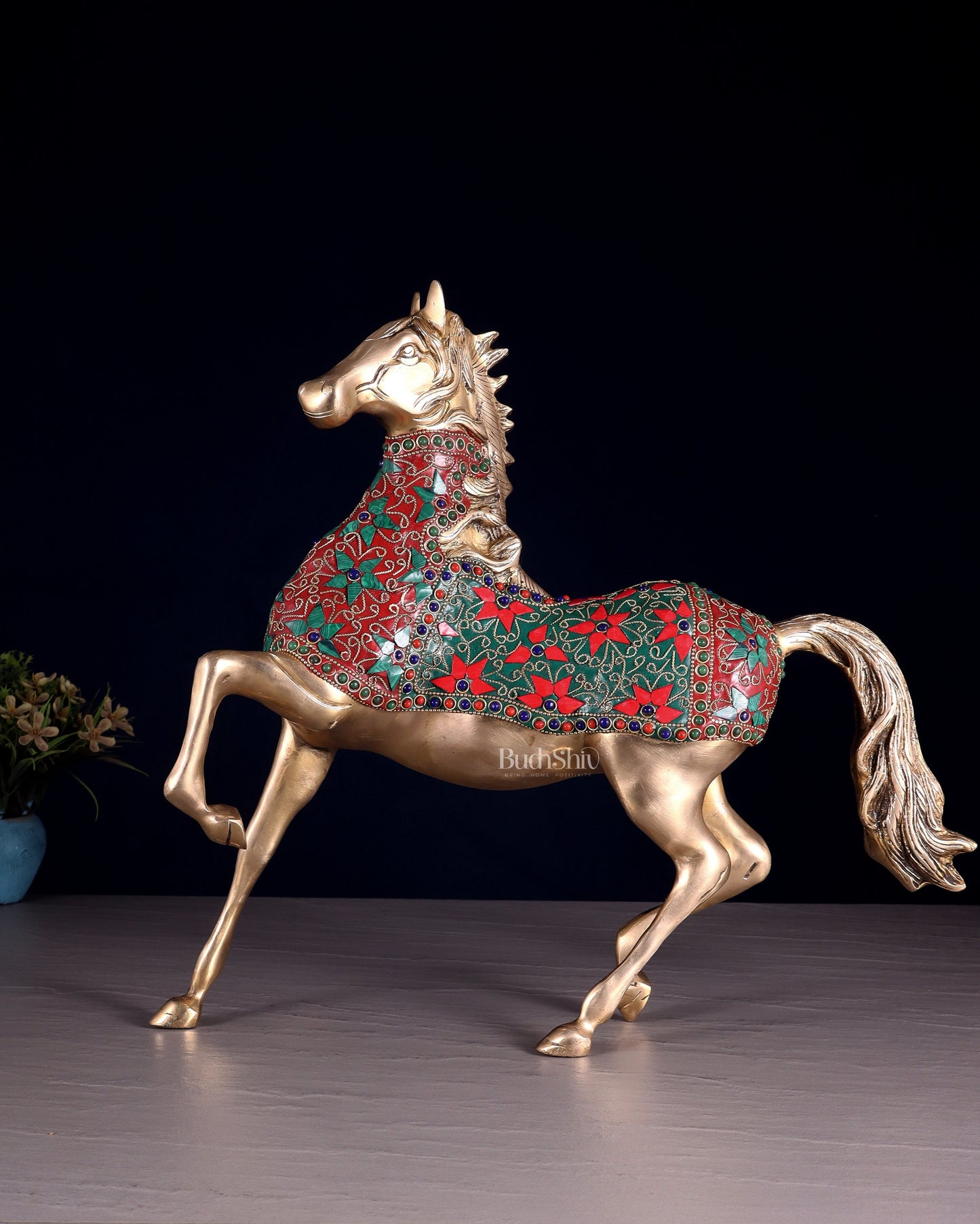 Pure Brass Galloping Horse Feng Shui recommended 16"