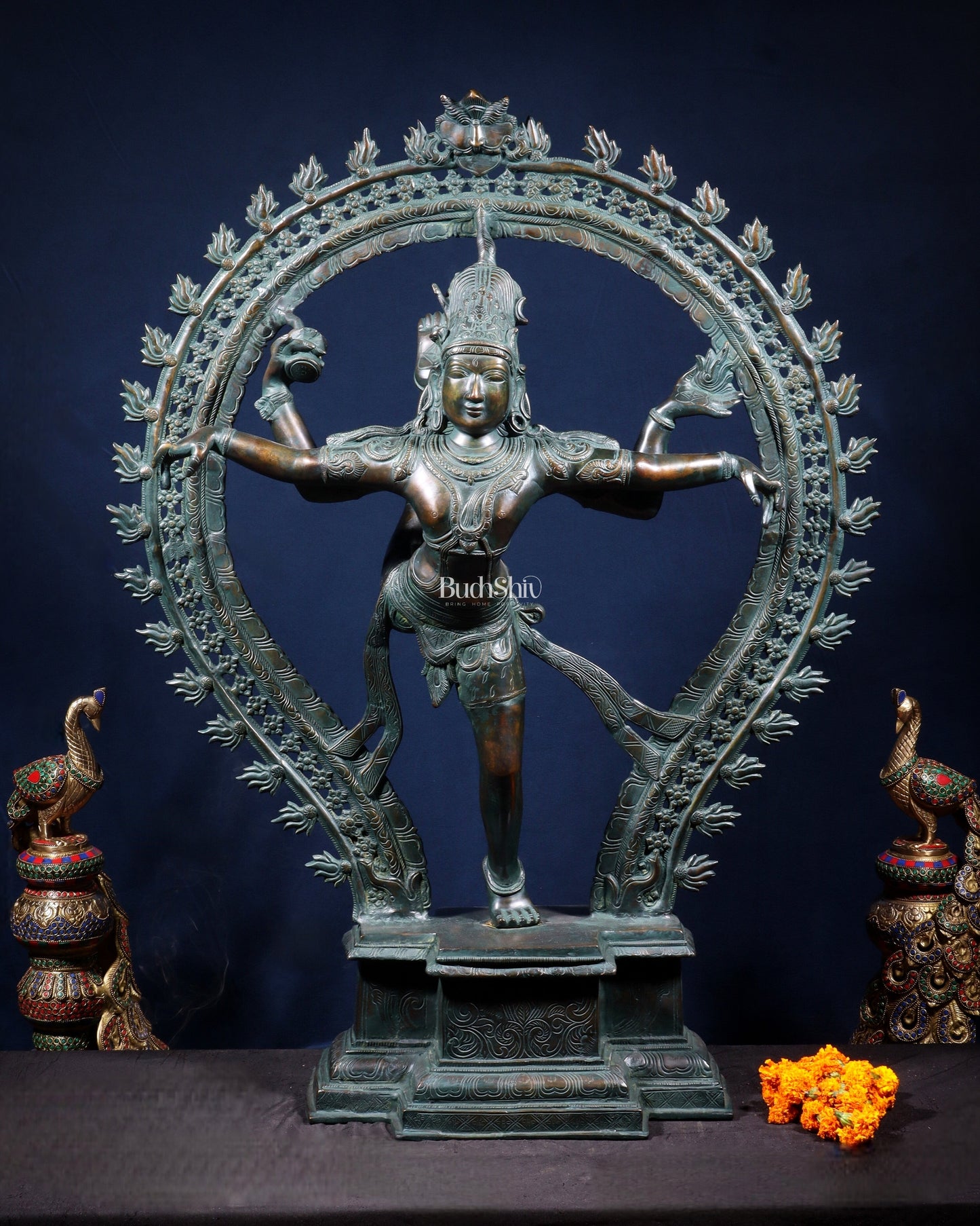 Large Pure Brass Nataraja in Ananda Tandava – 34.5" - Sama Homes Idol - Brass Sculpture
