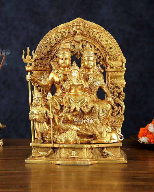 The complete Brass Shiva Parivar Idol 12" - Sama Homes Idol - Brass Sculpture
