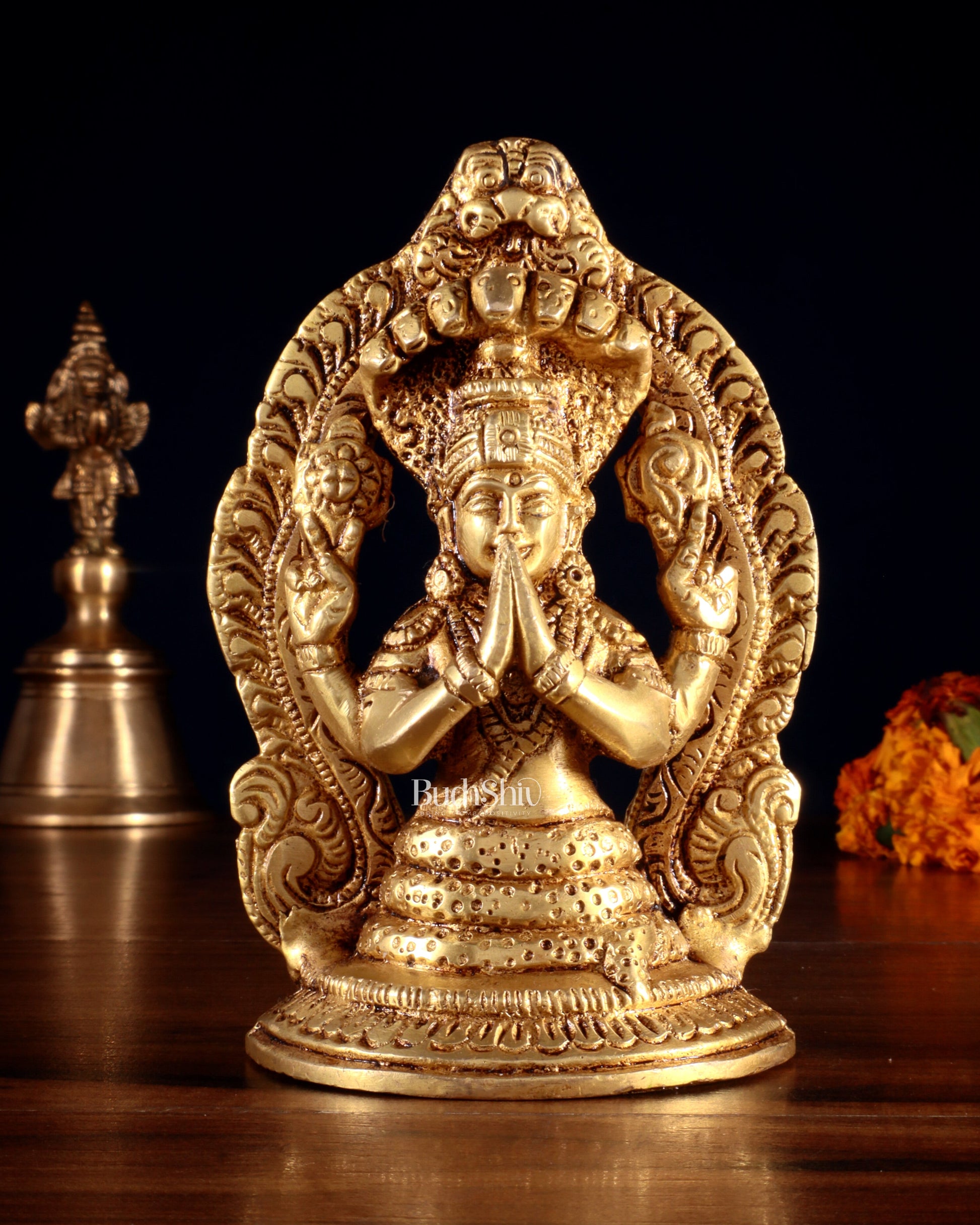 Brass Small Patanjali Statue 5" | 100% Certified Copper & Brass - Sama Homes Idol - Brass Sculpture - Eco-friendly - Sama Homes