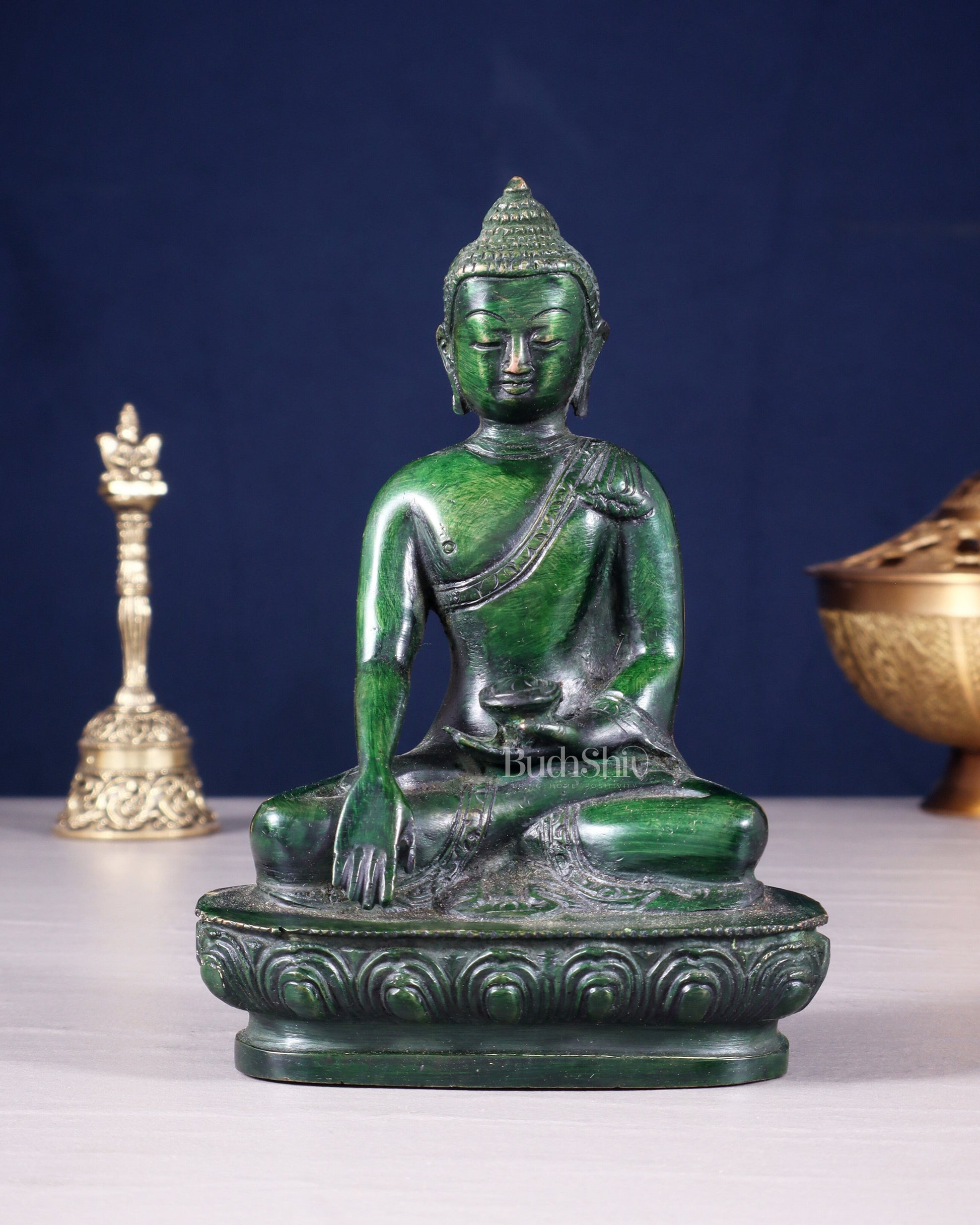 Pure Brass Buddha Bhumisparsha Nirvana Mudra Idol 5.5" - Sama Homes Idol - Brass Sculpture - Eco-friendly - Sama Homes