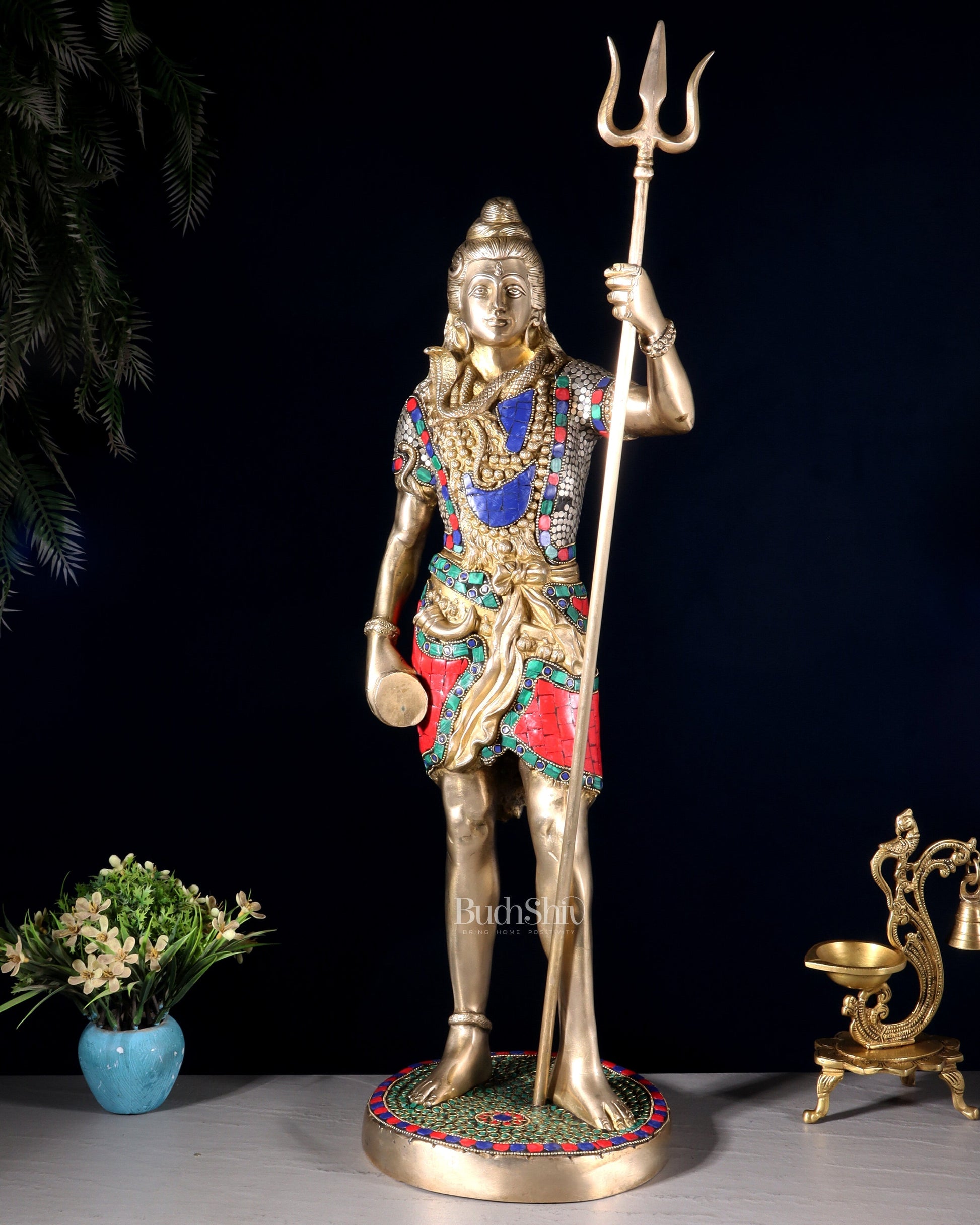 Brass Standing Shiva Statue 23 inch | 100% Certified Copper & Brass - Sama Homes Idol - Brass Sculpture - Eco-friendly - Sama Homes