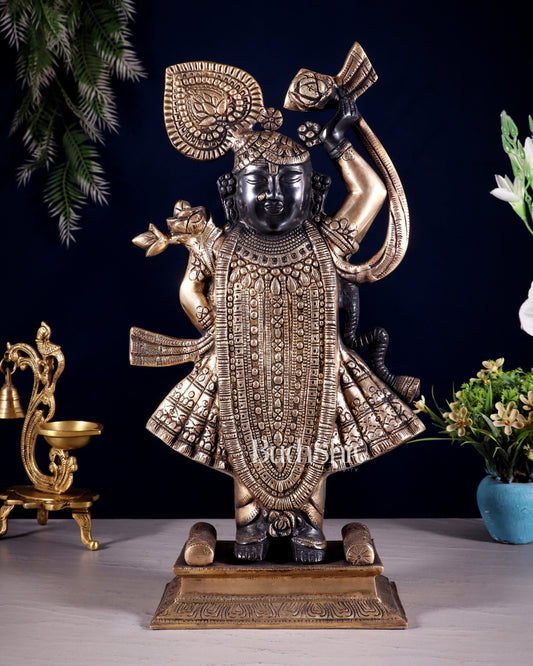 Exquisite Brass Shrinath ji Murti - 18 Inch | - Sama Homes Idol - Brass Sculpture
