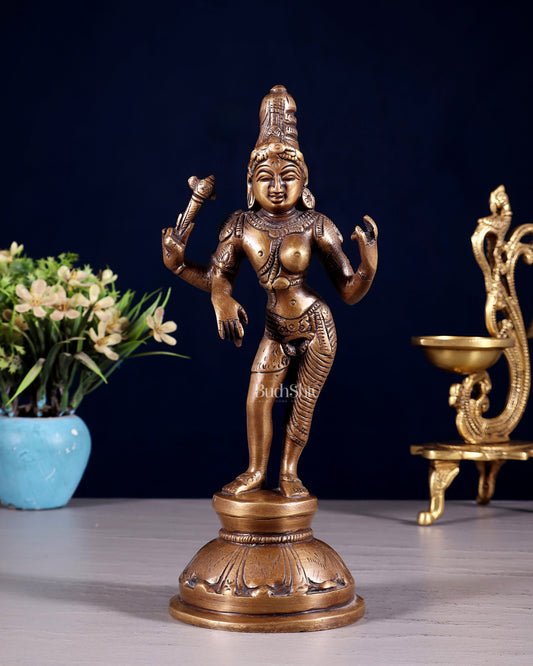 Brass Ardhanarishwara Idol 8.5" | 100% Certified Copper & Brass - Sama Homes Idol - Brass Sculpture