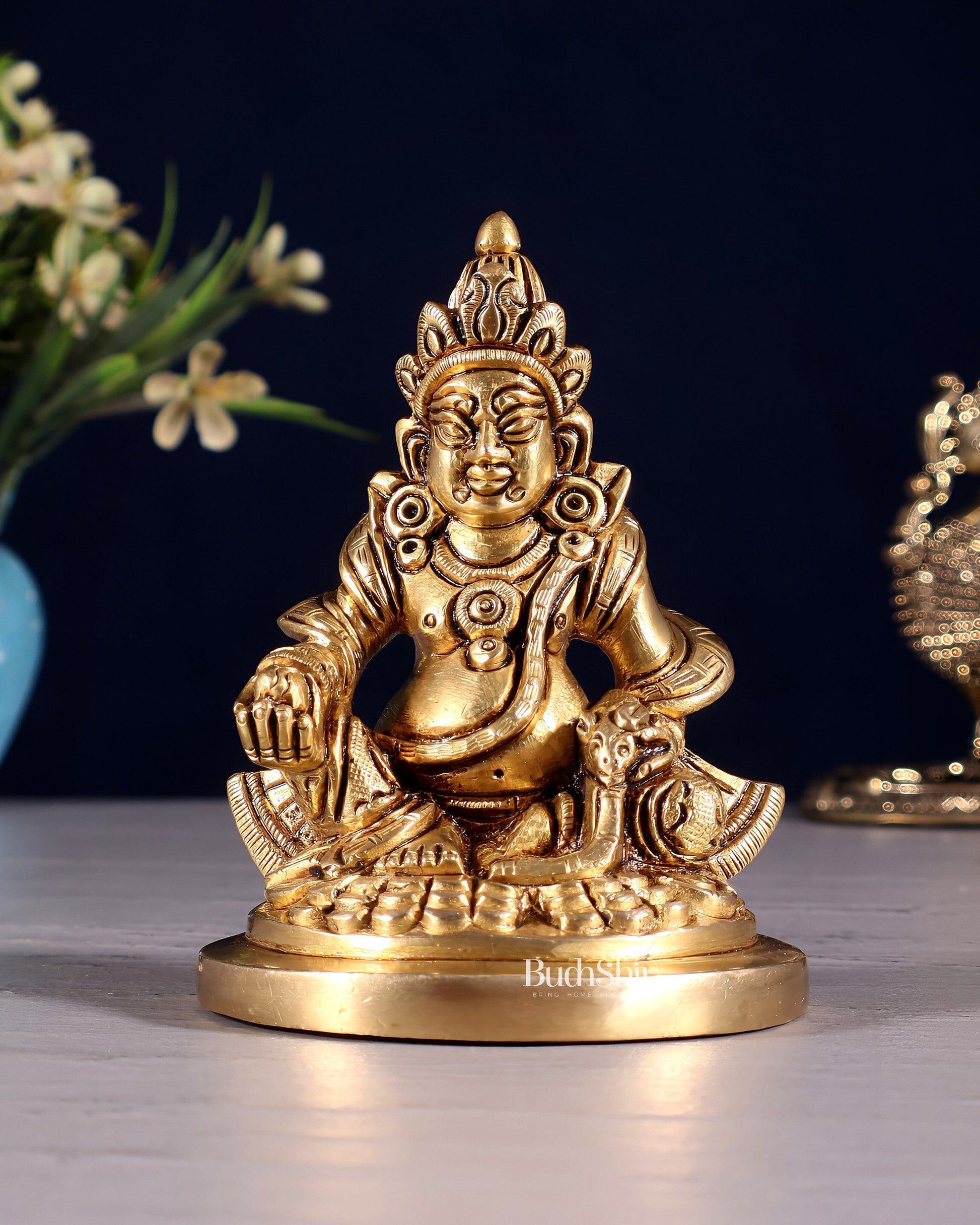 Brass Superfine Kubera Idol 4" - Sama Homes Idol - Brass Sculpture - Eco-friendly - Sama Homes