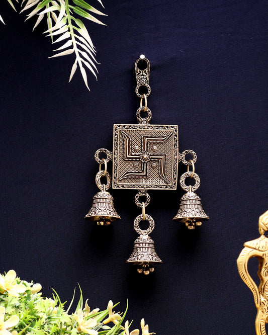 Pure Brass Small Swastik Wall Hanging - Lightweight 6.5" – Sama Homes