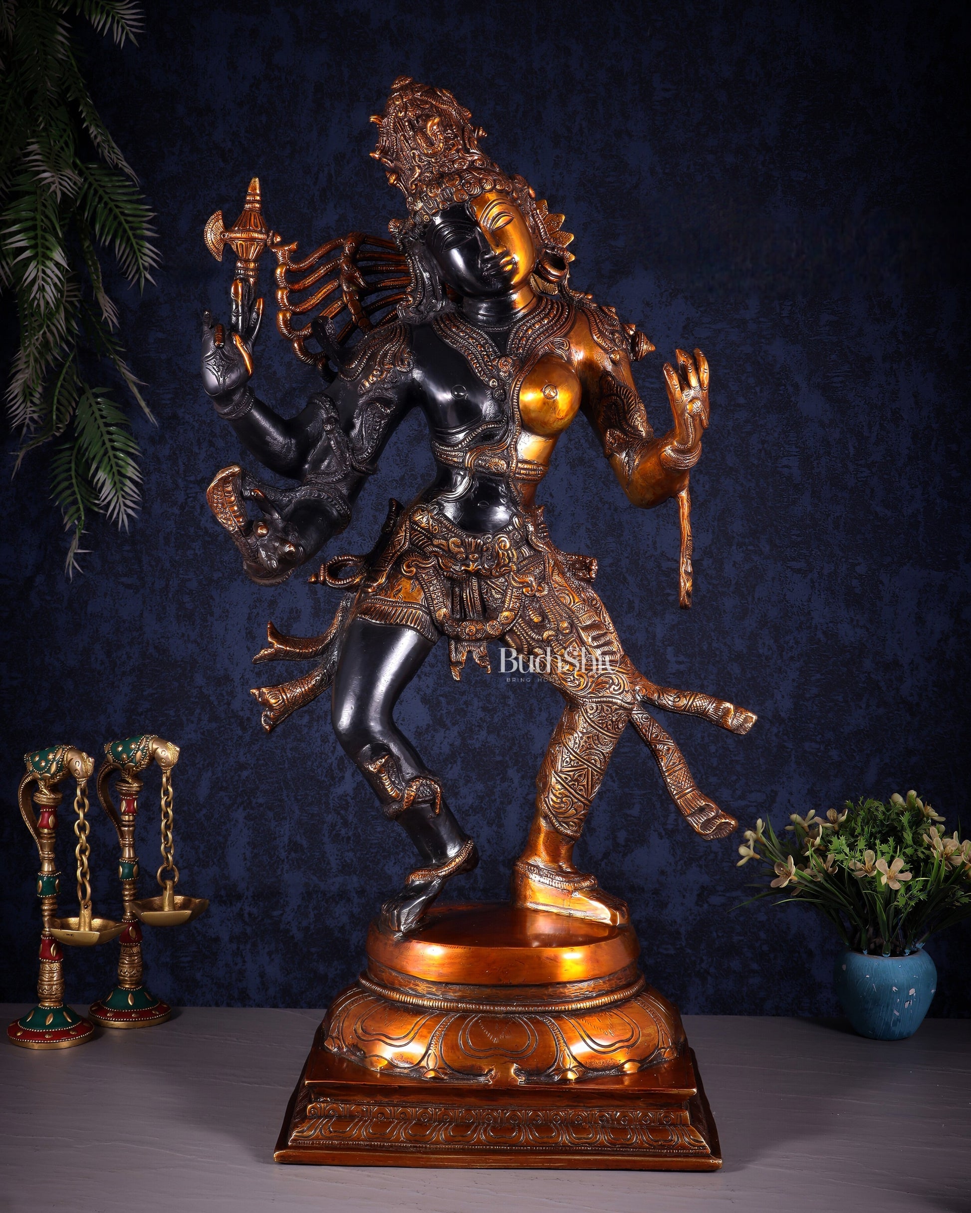 Brass ardhanarishvara Statue 24 inch Cosmic union | 100% Certified Copper & Brass - Sama Homes Idol - Brass Sculpture - Eco-friendly - Sama Homes