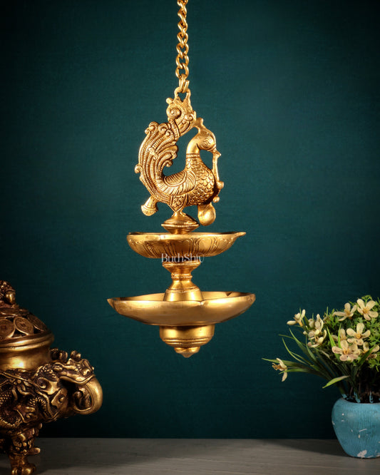 Brass Annam Pakshi Dual Hanging Oil Lamp – Sama Homes