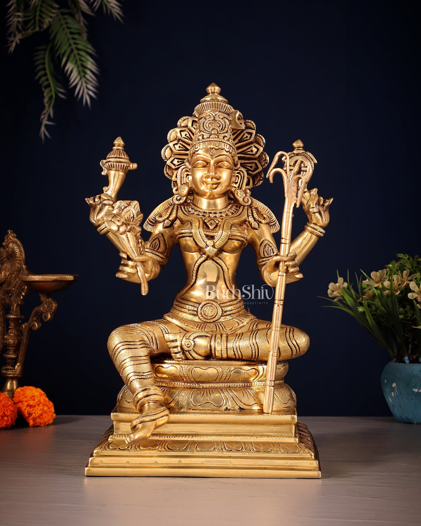 Brass Lalita Devi Idol – Superfine Carvings | 12 inch | 100% Certified Copper & Brass - Sama Homes Idol - Brass Sculpture