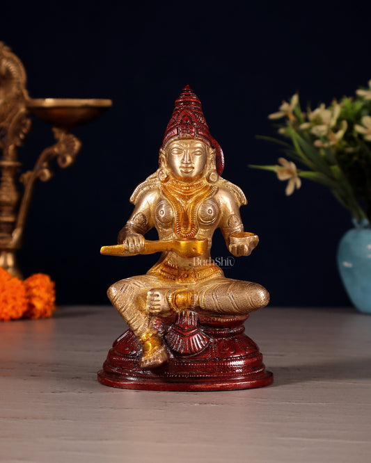 Pure Brass Goddess Annapurna Devi Idol – New tone 5" - Sama Homes Idol - Brass Sculpture