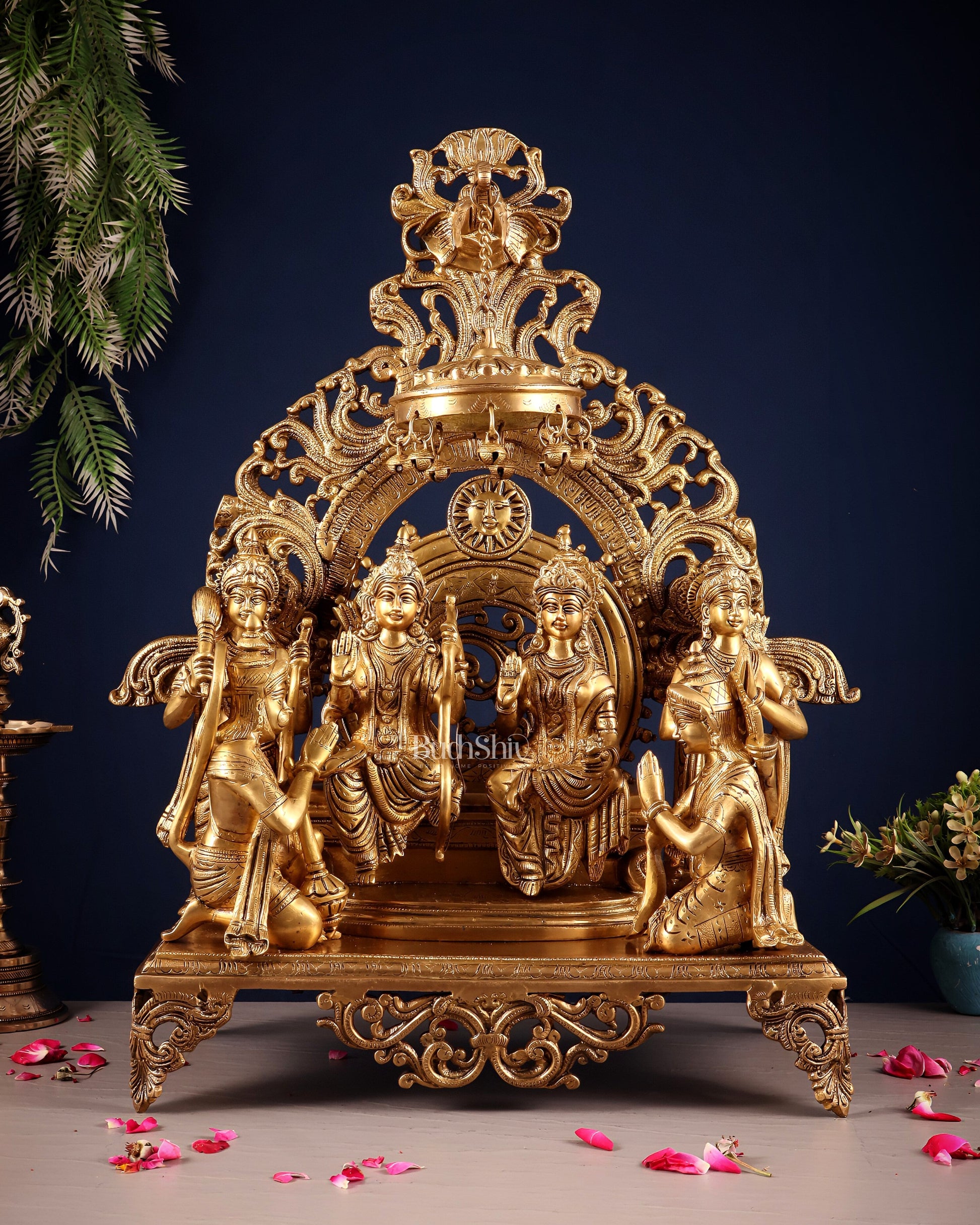 Superfine Brass Ram Darbar Idol |(Ramapatabhishekam) 23" - Sama Homes Idol - Brass Sculpture - Eco-friendly - Sama Homes