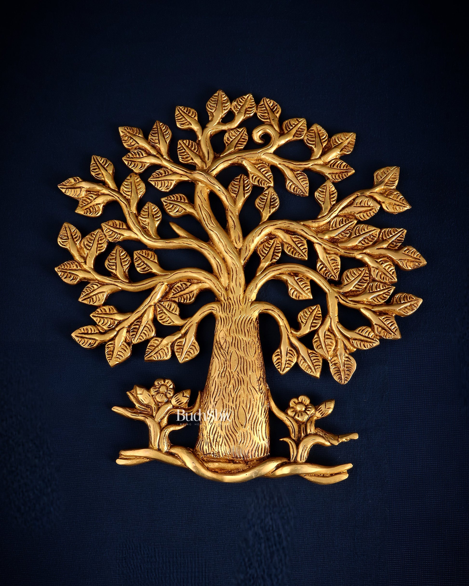 Pure Brass Superfine Kalpavriksha Tree Wall Hanging 10.5" - Sama Homes Idol - Brass Sculpture - Eco-friendly - Sama Homes