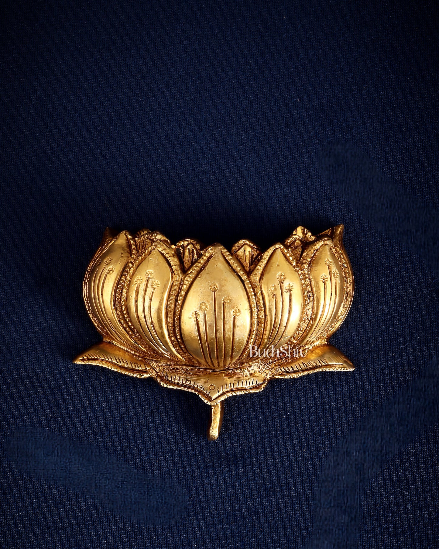 Brass Superfine Auspicious Lotus (Kamal) Wall Hanging – Temple or Home Decor 4" | 100% Certified Copper & Brass - Sama Homes Idol - Brass Sculpture