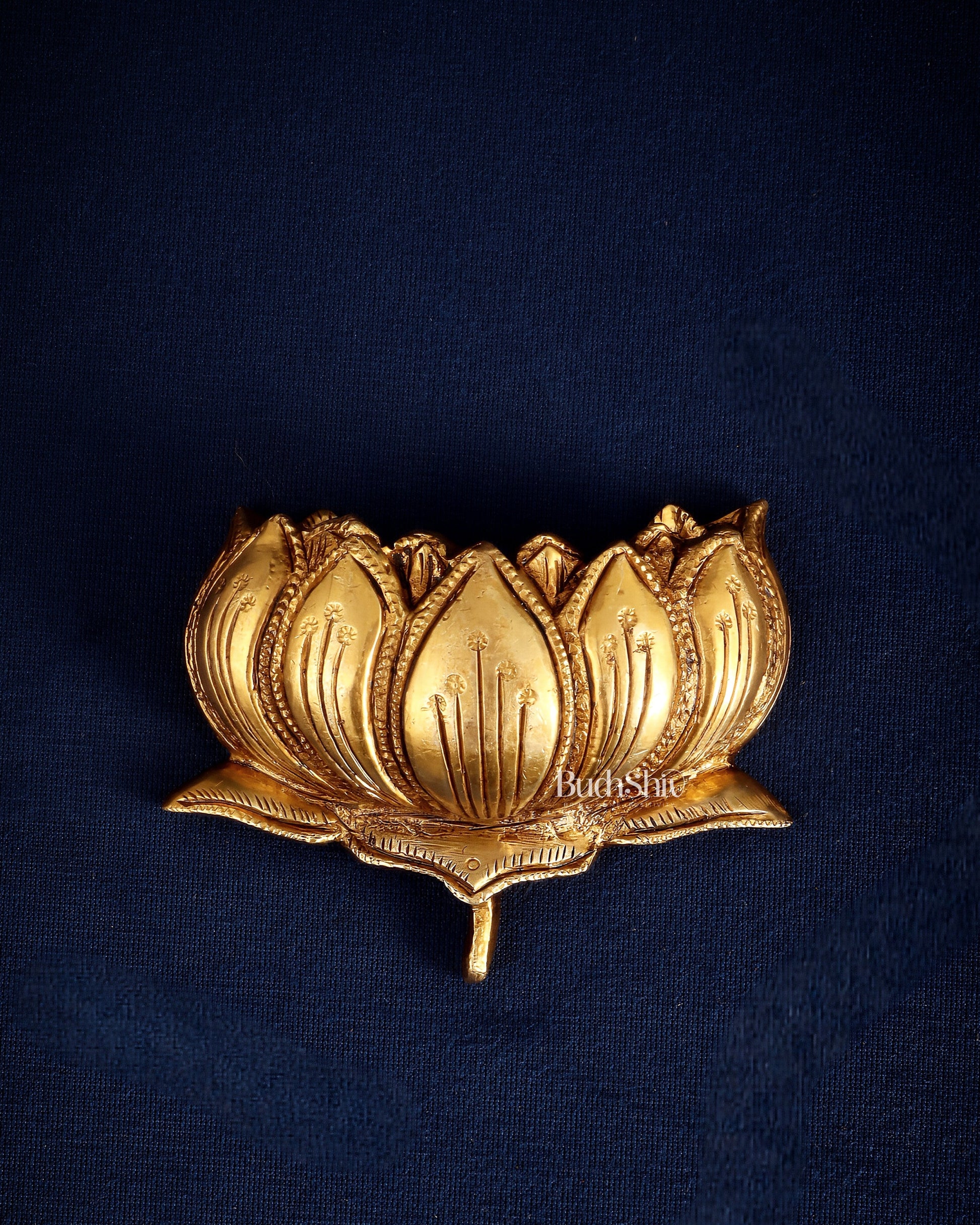 Brass Superfine Auspicious Lotus (Kamal) Wall Hanging – Temple or Home Decor 4" | 100% Certified Copper & Brass - Sama Homes Idol - Brass Sculpture - Eco-friendly - Sama Homes