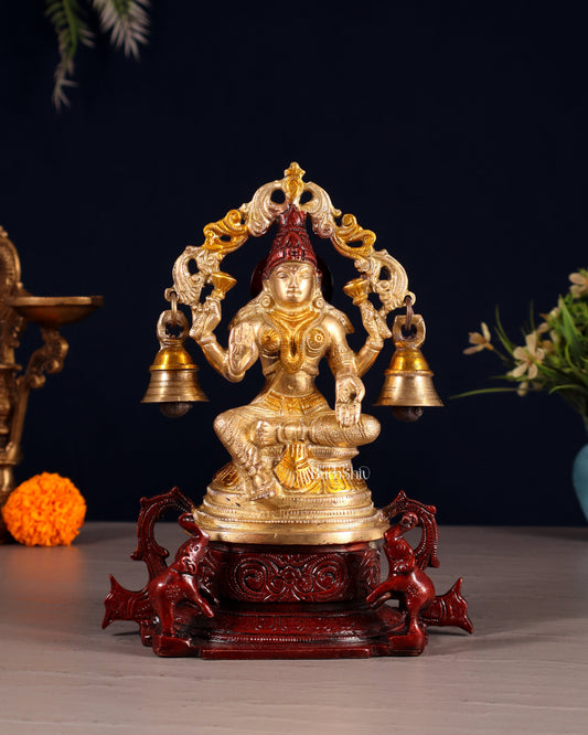 Pure Brass Goddess Lakshmi Idol with Prabhavali 8.2" - Sama Homes Idol - Brass Sculpture