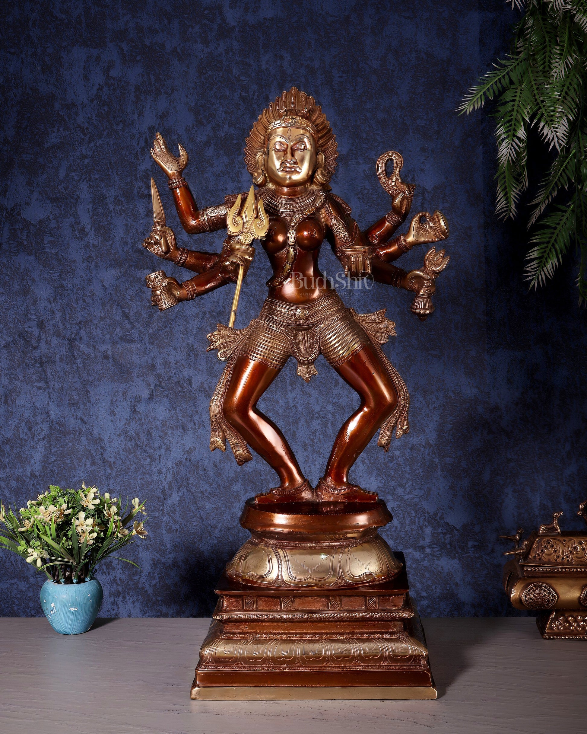 Brass Superfine Goddess Kali as Bhairavi statue 24" Dual tone - Sama Homes Idol - Brass Sculpture - Eco-friendly - Sama Homes