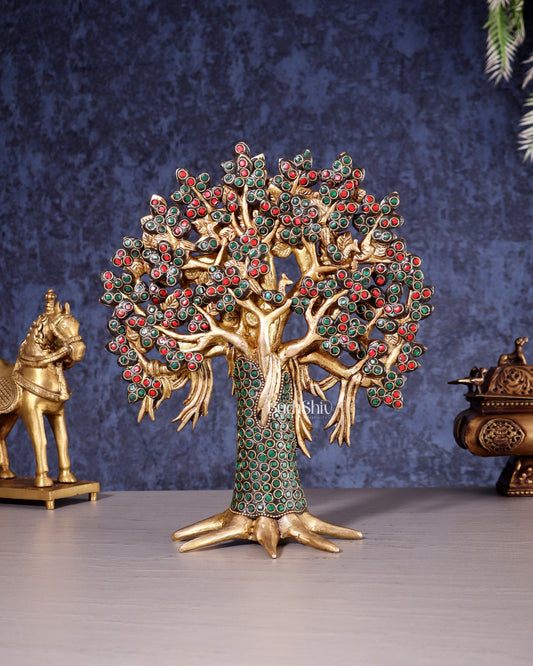 Pure Brass Handcrafted Kalpavriksha Tree – Table Decor 11"