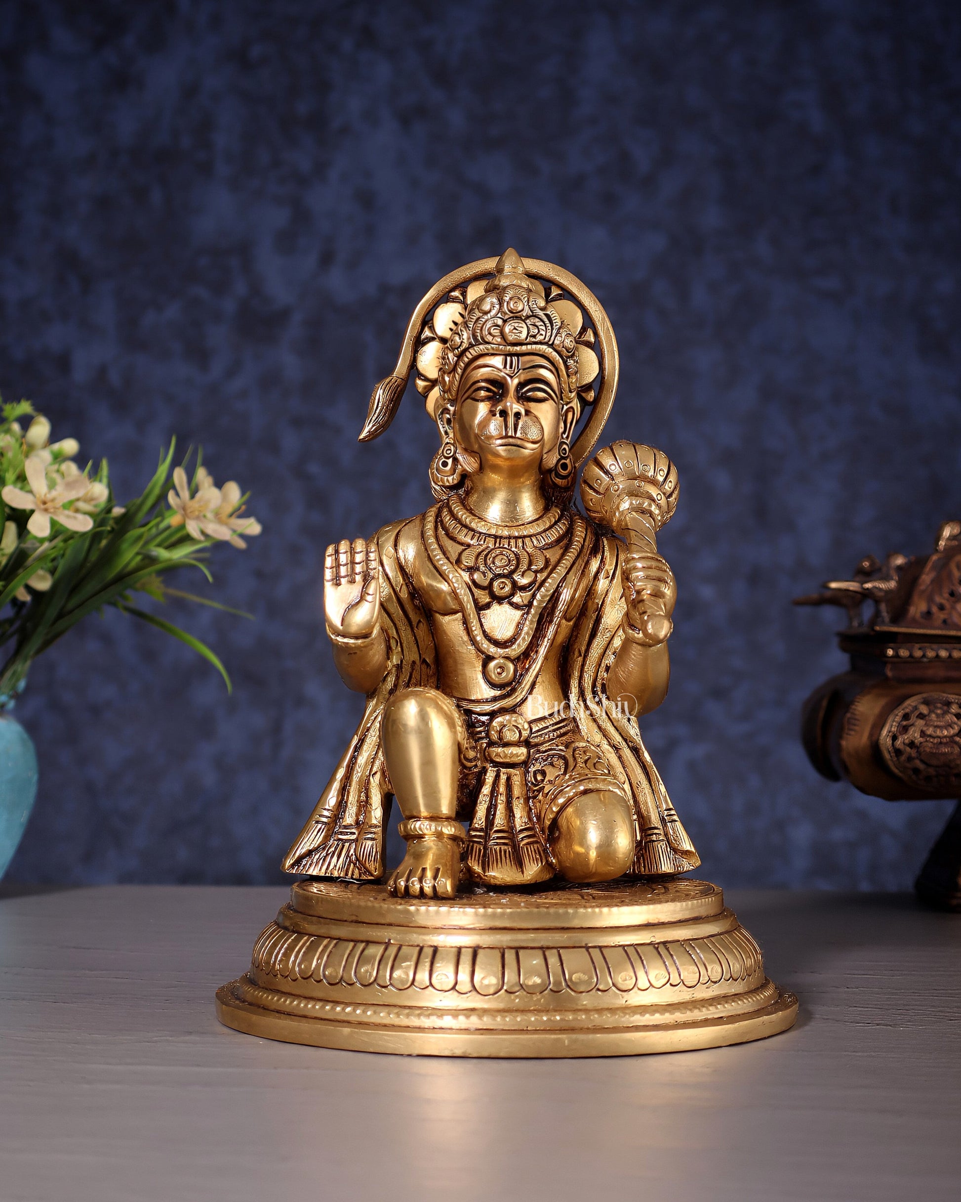 Brass Superfine Lord Hanuman Idol - 7" - Sama Homes Idol - Brass Sculpture - Eco-friendly - Sama Homes