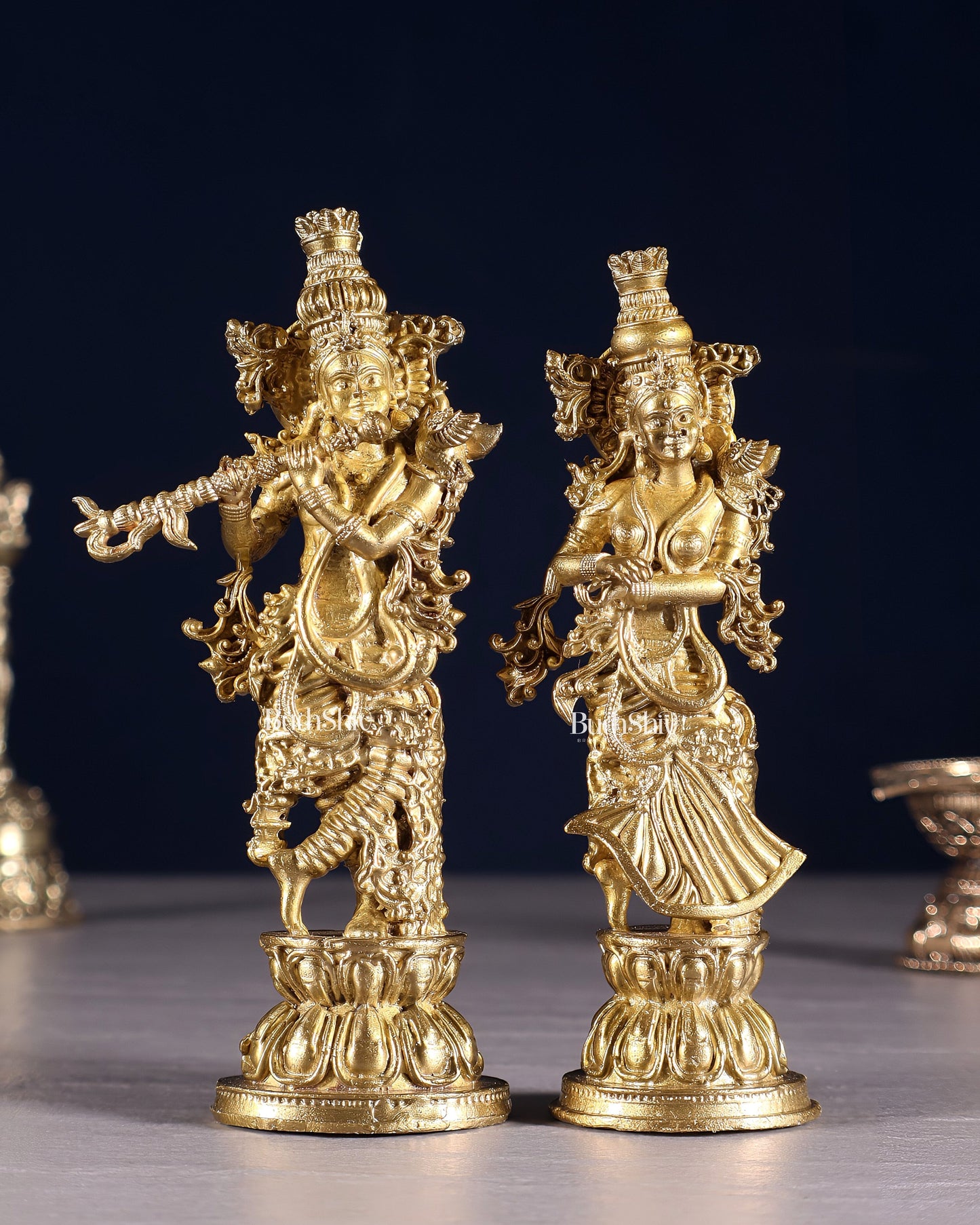 Pure Bronze Radha Krishna Idol | 5" (12.7 cm) Panchaloha Statue - Sama Homes Idol - Brass Sculpture