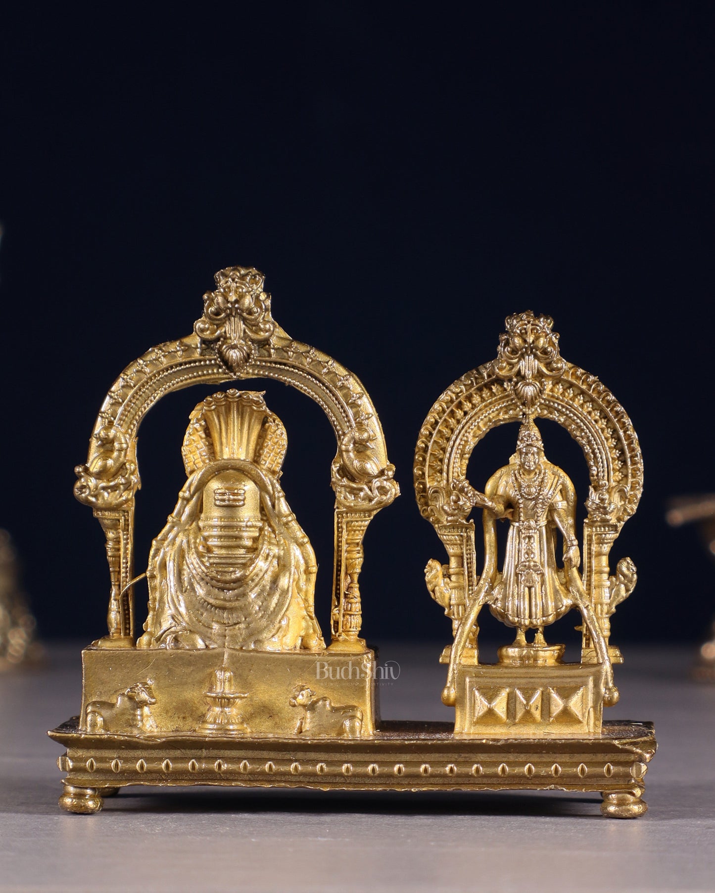 Pure Bronze Panchaloha Arunachaleswarar & Unnamalai Amman Idol Set – 2.5" - Sama Homes Idol - Brass Sculpture