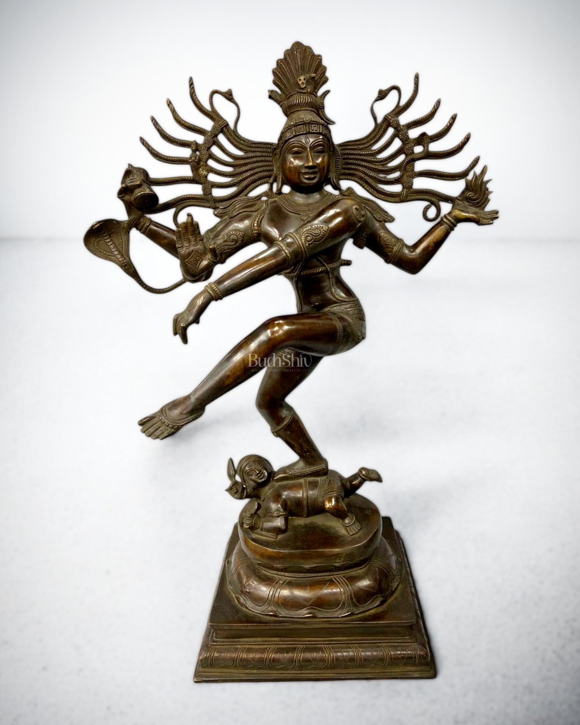 Pure Brass Vintage Dancing Shiva Statue – Bronze Tone Finish 30.5" - Sama Homes Idol - Brass Sculpture - Eco-friendly - Sama Homes