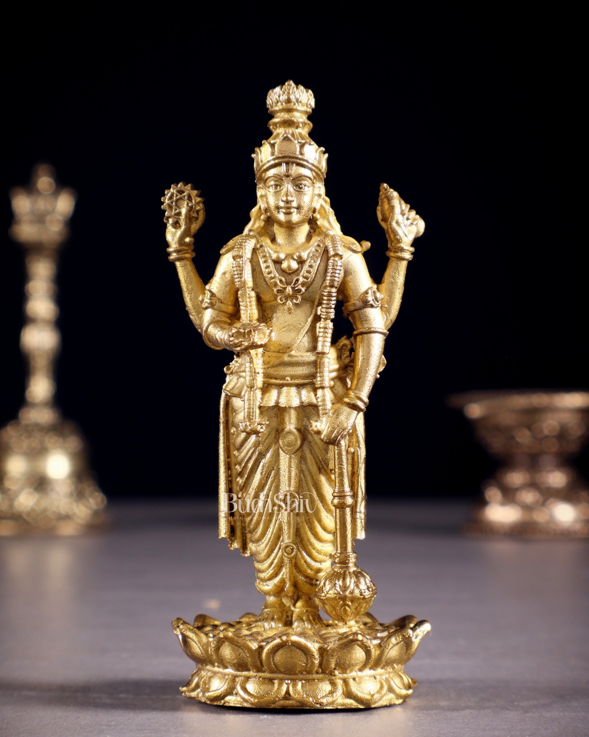 Pure Bronze Panchaloha Satyanarayana Standing Lord Vishnu Idol – 3" - Sama Homes Idol - Brass Sculpture - Eco-friendly - Sama Homes