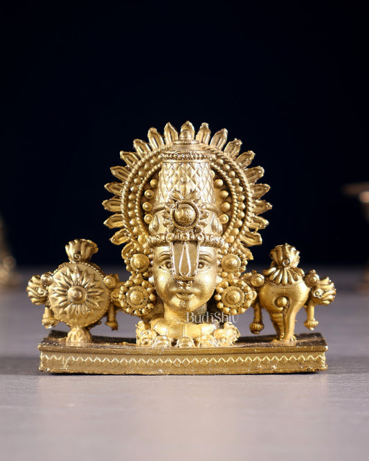 Small Pure Bronze Tirupati Balaji Face Bust | Panchaloha Idol with Lacquer Finish - Sama Homes Idol - Brass Sculpture