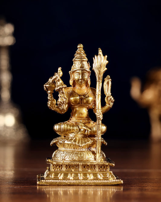 Pure Bronze Rajarajeshwari Lalita Devi Idol | 3" (7.6 cm) Panchaloha Tripura Sundari - Sama Homes Idol - Brass Sculpture