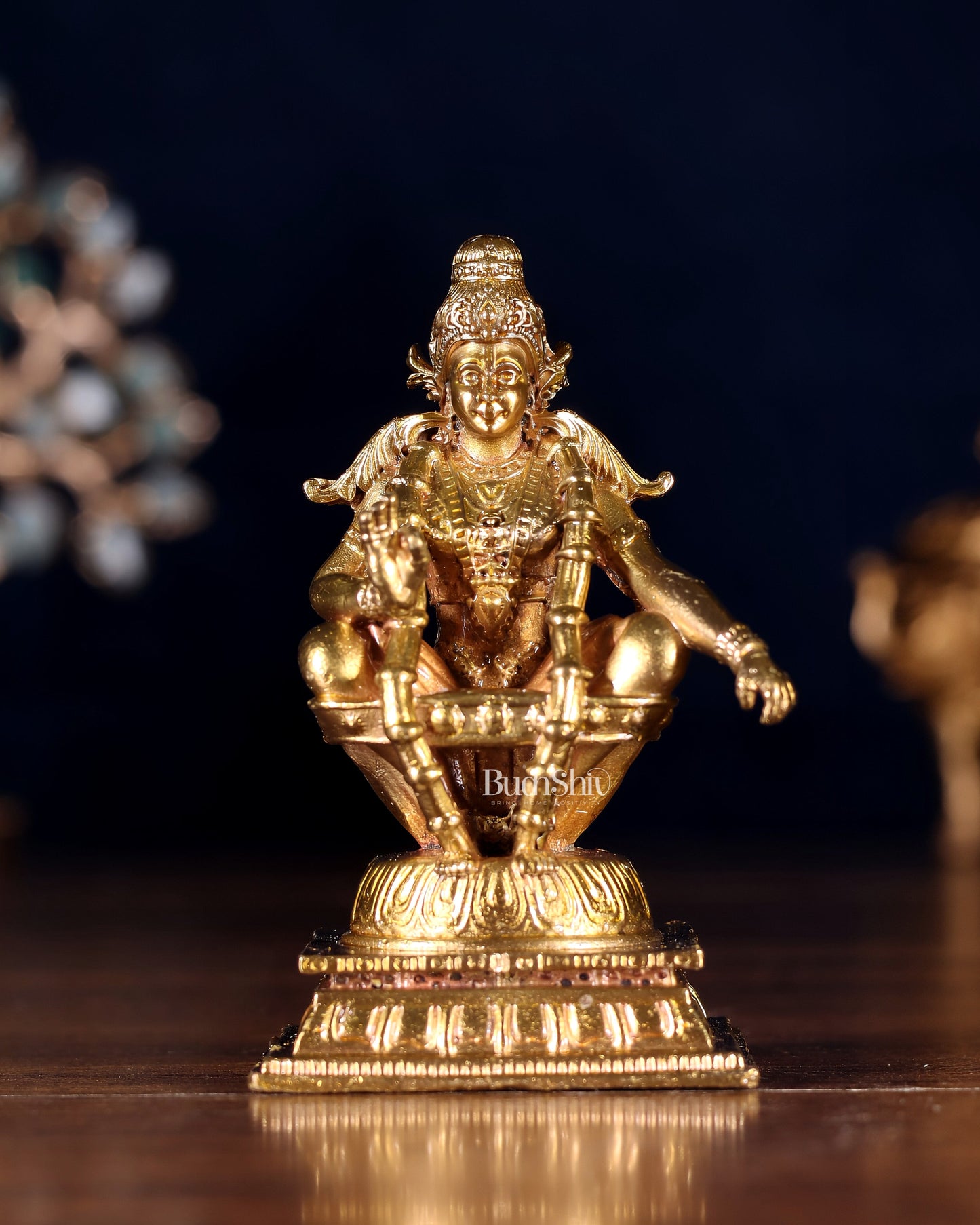 Pure Bronze Ayyappan Swamy Idol | 3" (7.6 cm) Panchaloha Vigraha - Sama Homes Idol - Brass Sculpture