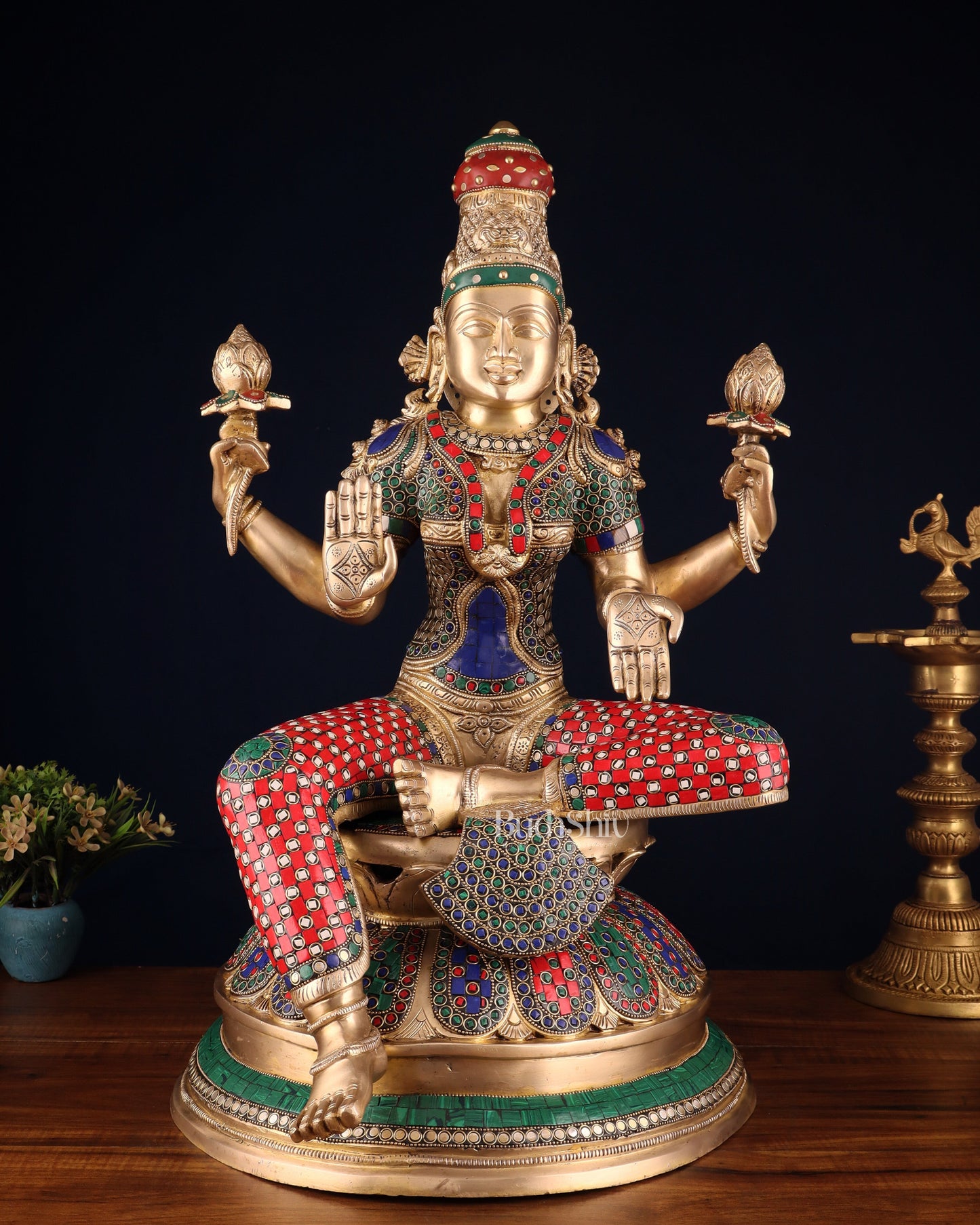 Pure Brass Large Lakshmi Mata Statue 24" - Sama Homes Idol - Brass Sculpture