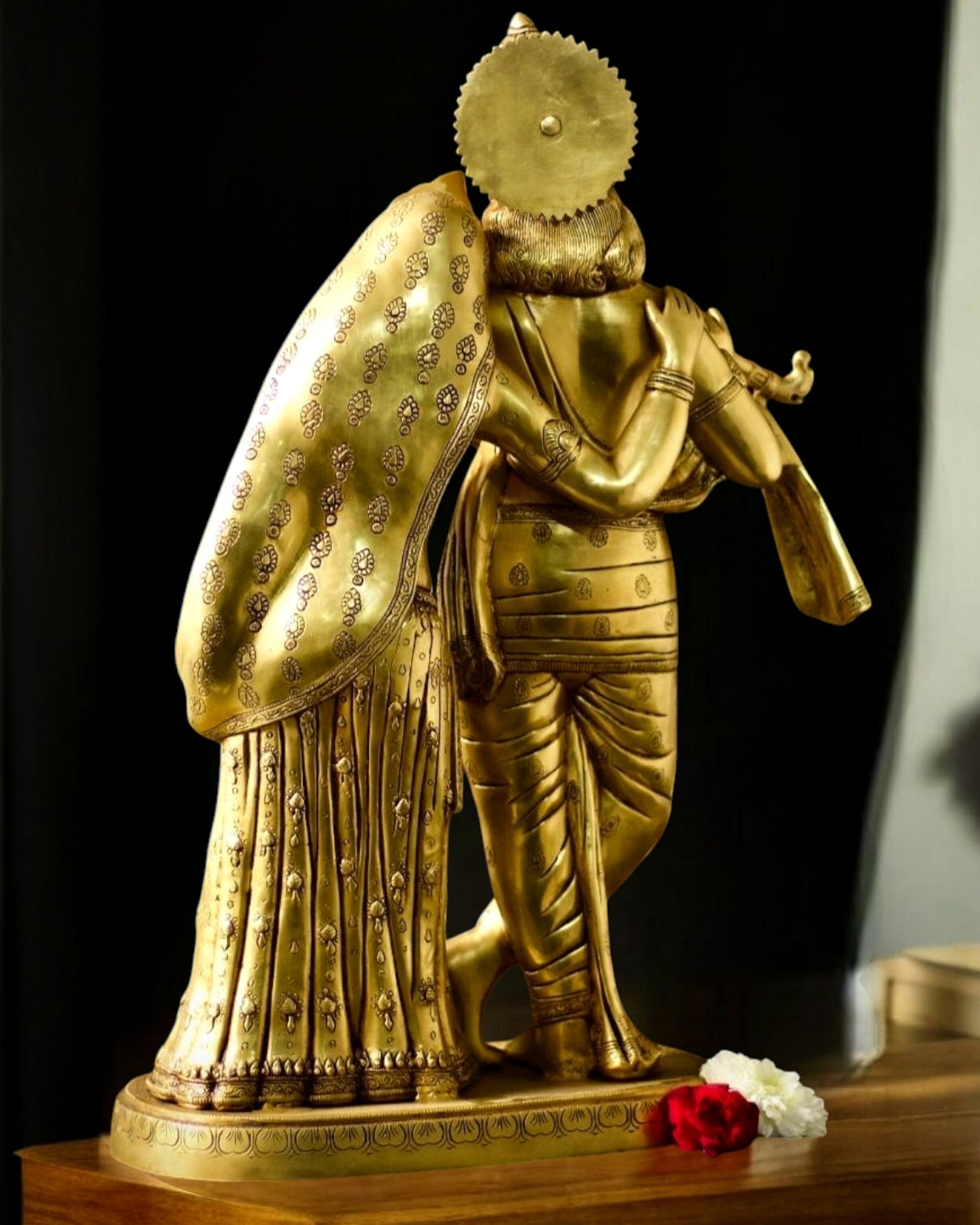 Brass Superfine Large Radha Krishna Standing Together Statue - 24" - Sama Homes Idol - Brass Sculpture - Eco-friendly - Sama Homes