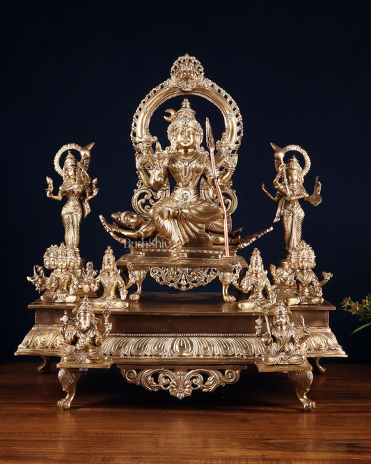 Bronze Lalita devi Tripura Sundari Darbar Court of the Highest power 22" - Sama Homes Idol - Brass Sculpture
