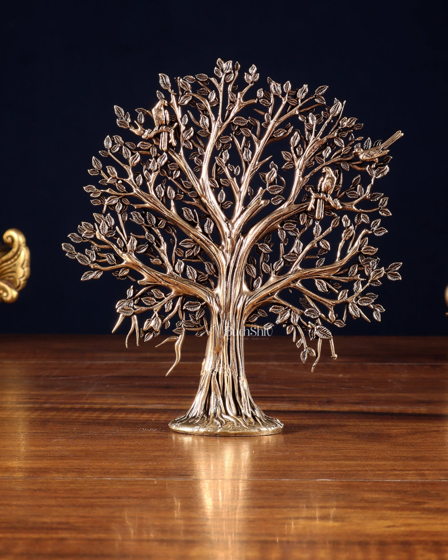 Pure Brass Kalpavriksha Tree Showpiece – 6"