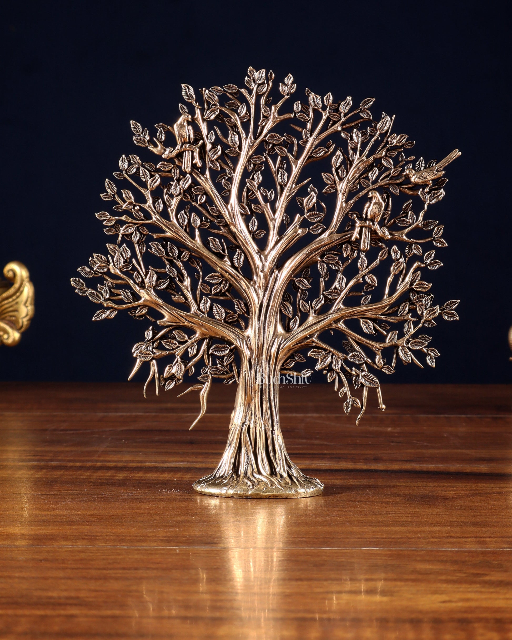 Pure Brass Kalpavriksha Tree Showpiece – 6" - Eco-friendly - Sama Homes
