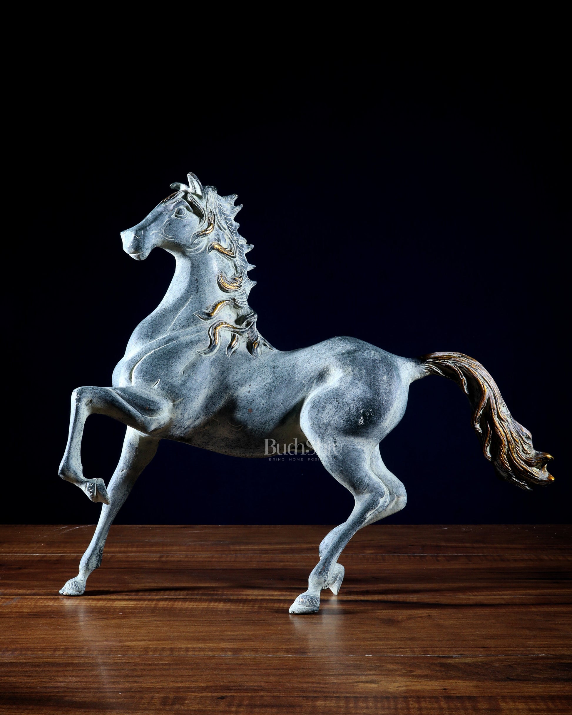 Vintage Brass Galloping Horse Feng Shui Approved Statue - Eco-friendly - Sama Homes