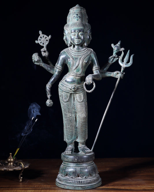 Bronze Standing Lord Brahma Statue 21.5" - Sama Homes Idol - Brass Sculpture