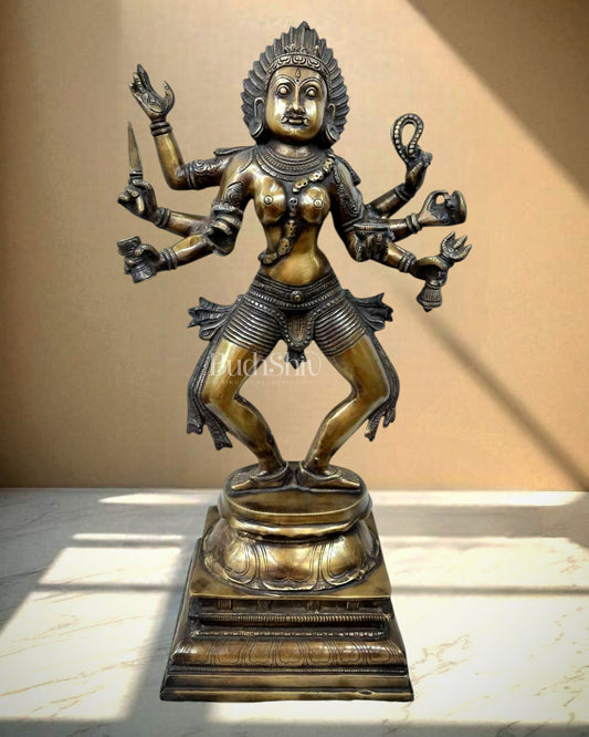 Brass Superfine Goddess Kali as Bhairavi statue 24" Antique finish - Sama Homes Idol - Brass Sculpture