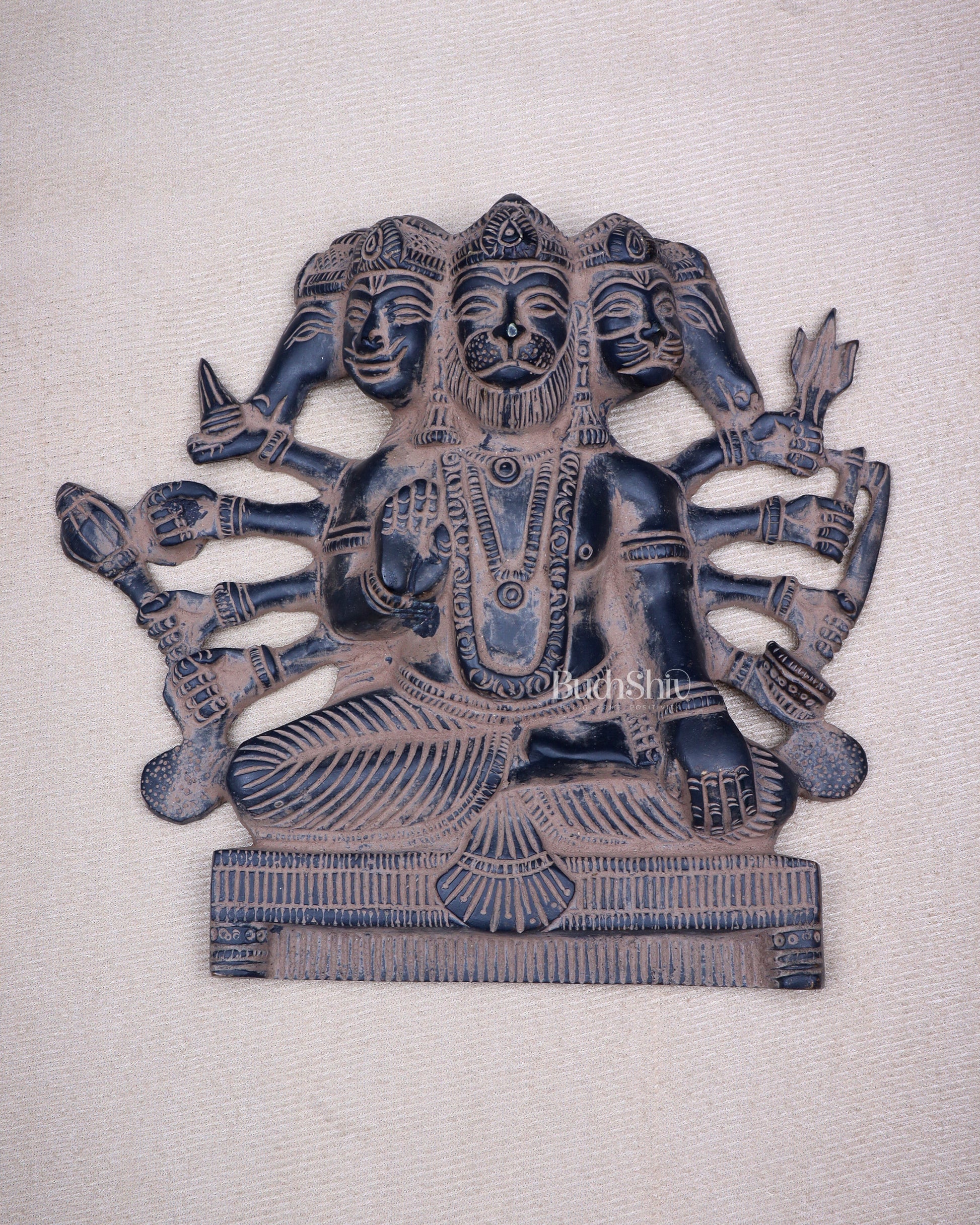 Panchmukhi Hanuman Brass Wall Hanging | Auspicious & Ward off Evil | 8" - Sama Homes Idol - Brass Sculpture - Eco-friendly - Sama Homes