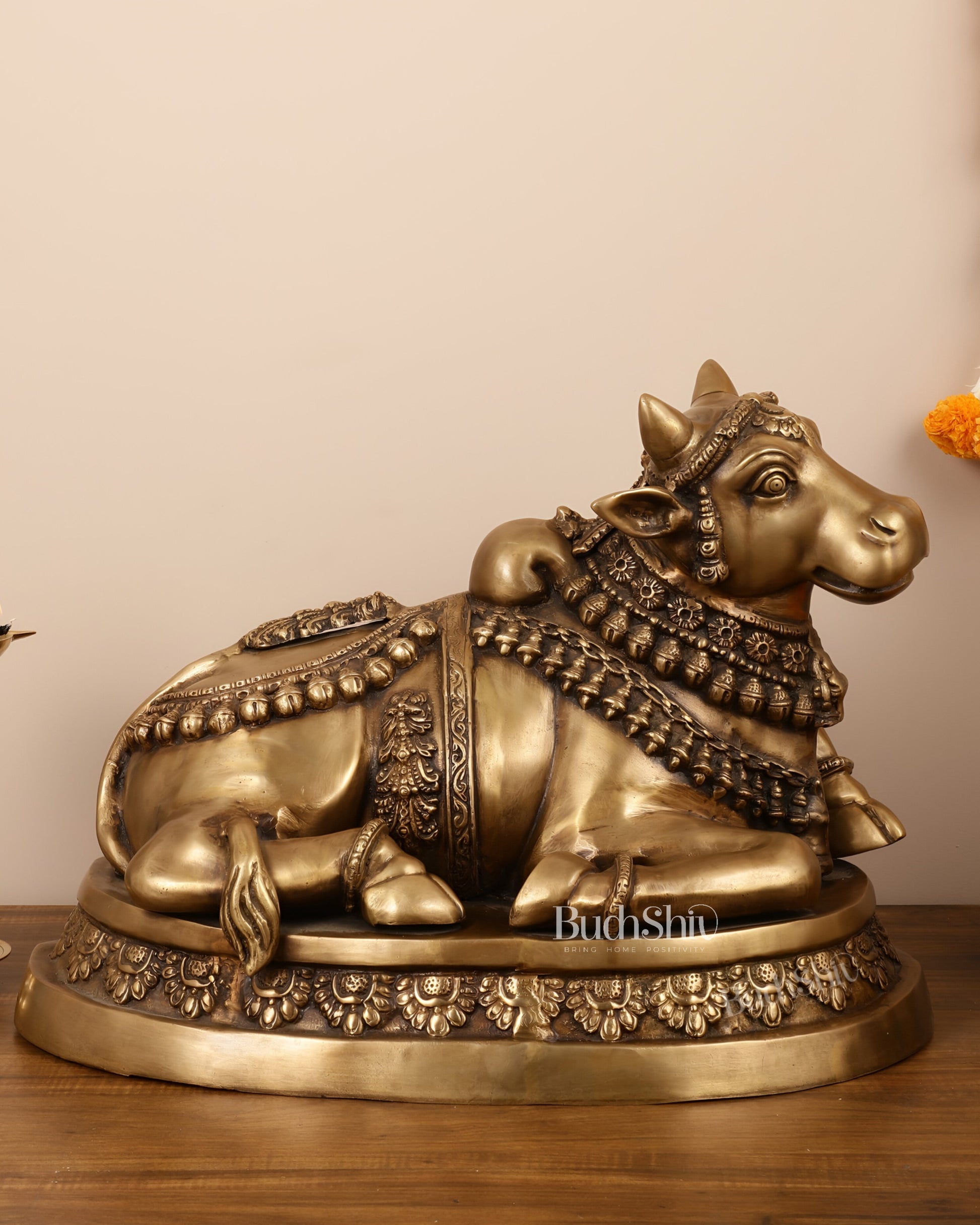 Large brass Nandi Statue 22 inch - Sama Homes Idol - Brass Sculpture - Eco-friendly - Sama Homes