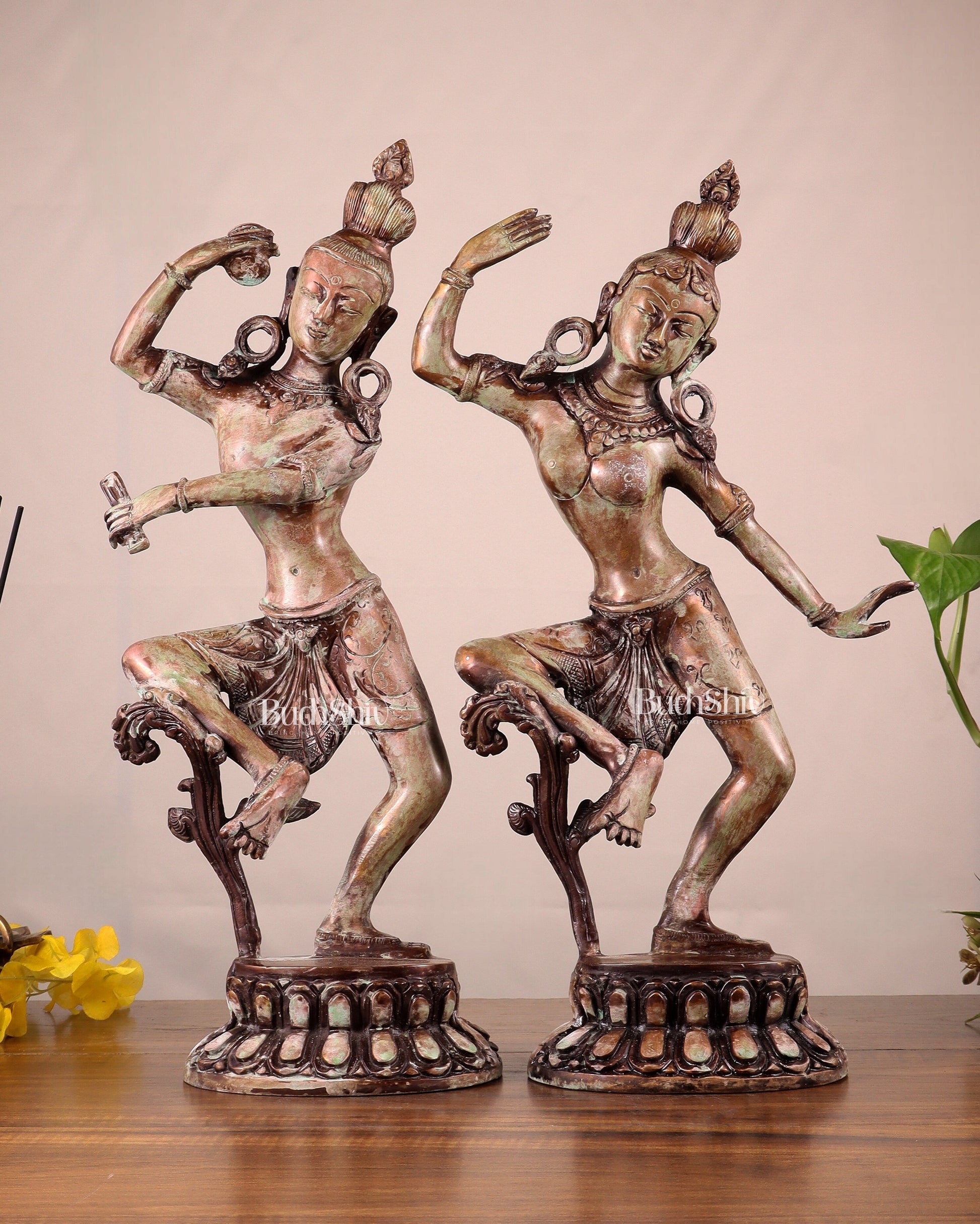 15" Lord Shiva and Parvati Dancing Idols - Pure Brass | 100% Certified Copper & Brass - Sama Homes Idol - Brass Sculpture - Eco-friendly - Sama Homes