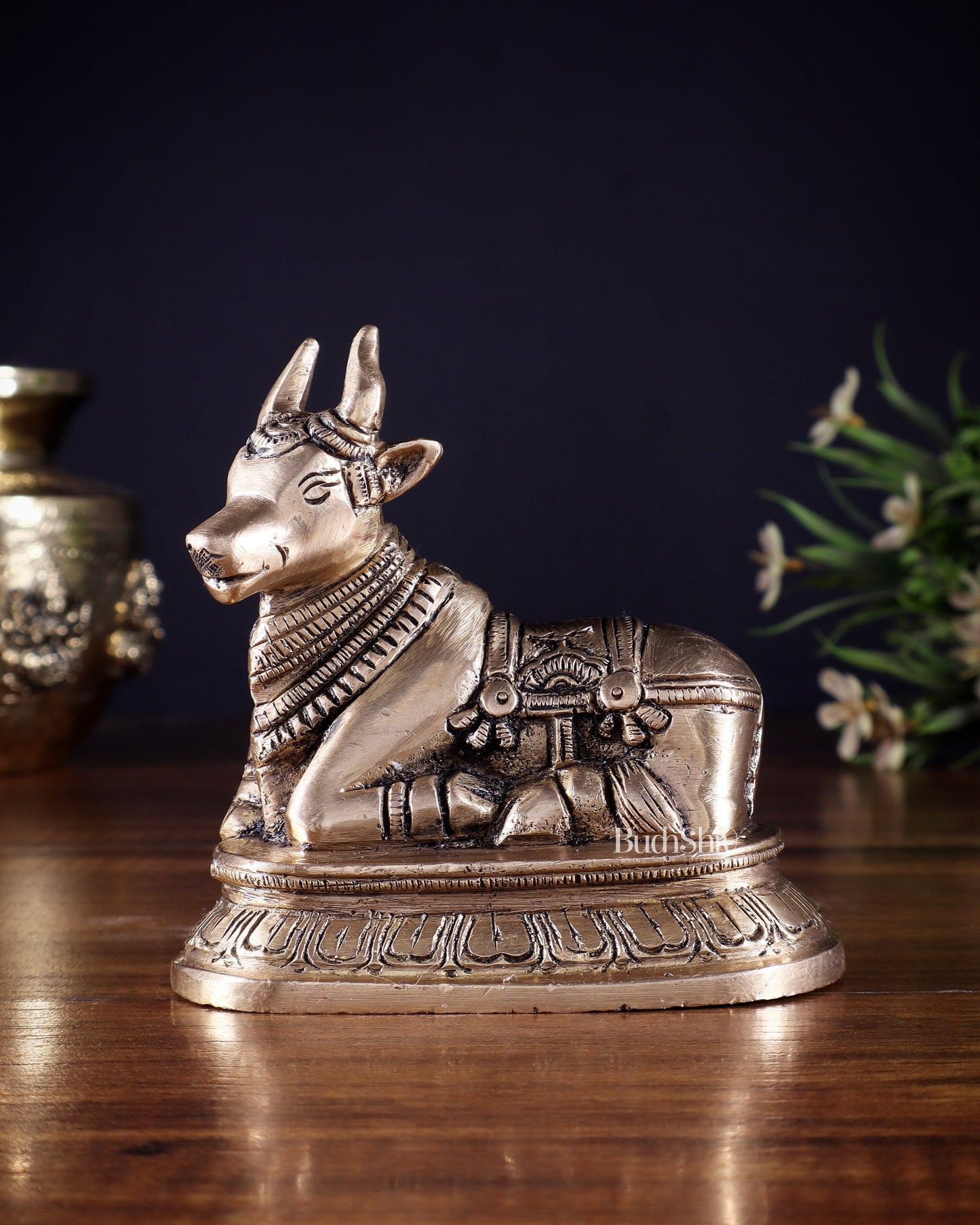 Pure Brass Small Nandi Statue – 4.5 Inch | - Sama Homes Idol - Brass Sculpture