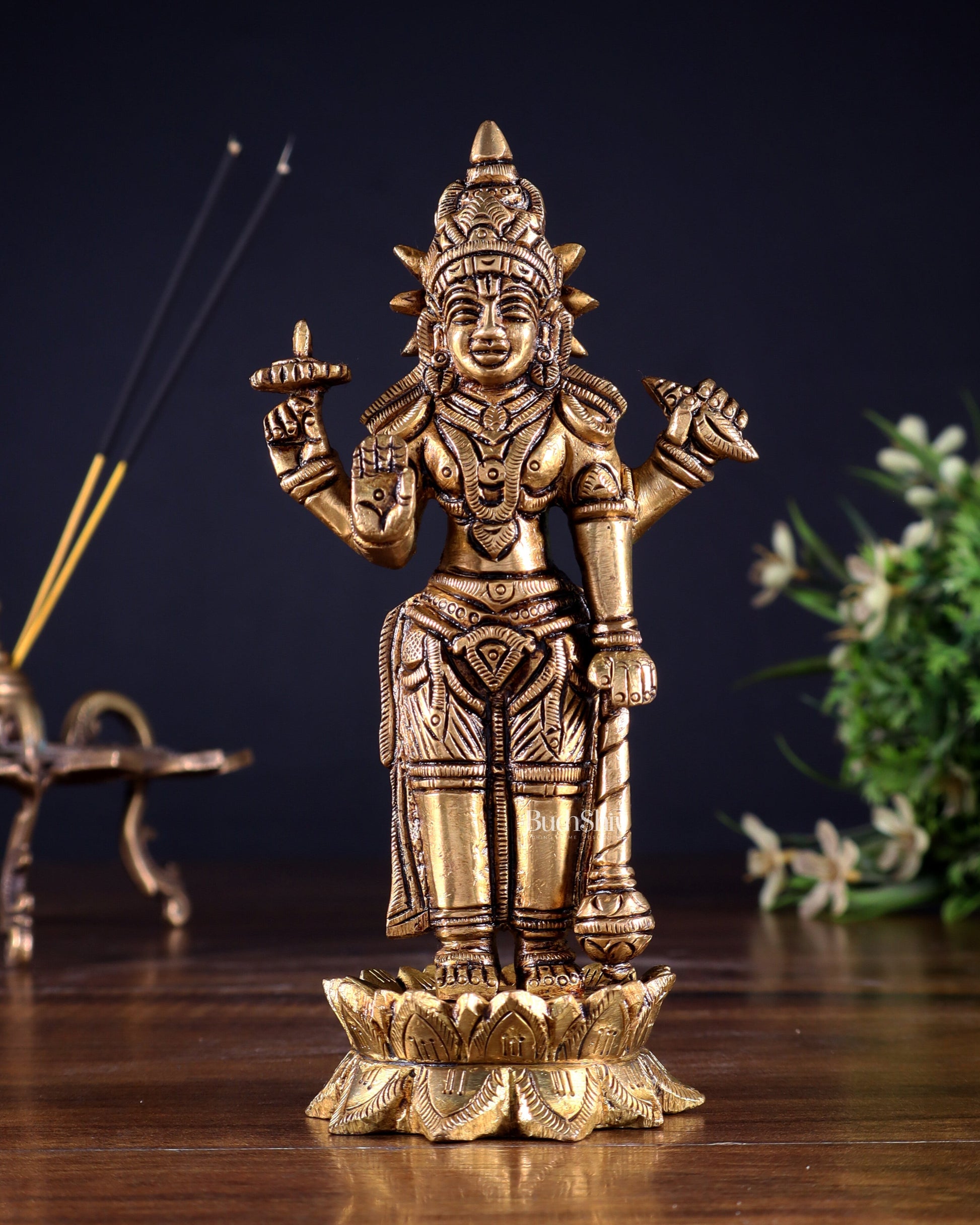 Pure Brass Satyanarayan Vishnu Idol - 6 inch - Sama Homes Idol - Brass Sculpture - Eco-friendly - Sama Homes