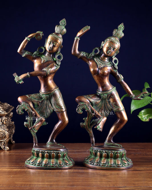 15" Lord Shiva and Parvati Dancing Idols - Pure Brass | 100% Certified Copper & Brass - Sama Homes Idol - Brass Sculpture