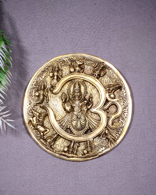 Brass Dashavatar Wall Hanging Round Plate | 8" Diameter | Intricate Carvings | 100% Certified Copper & Brass - Sama Homes Idol - Brass Sculpture