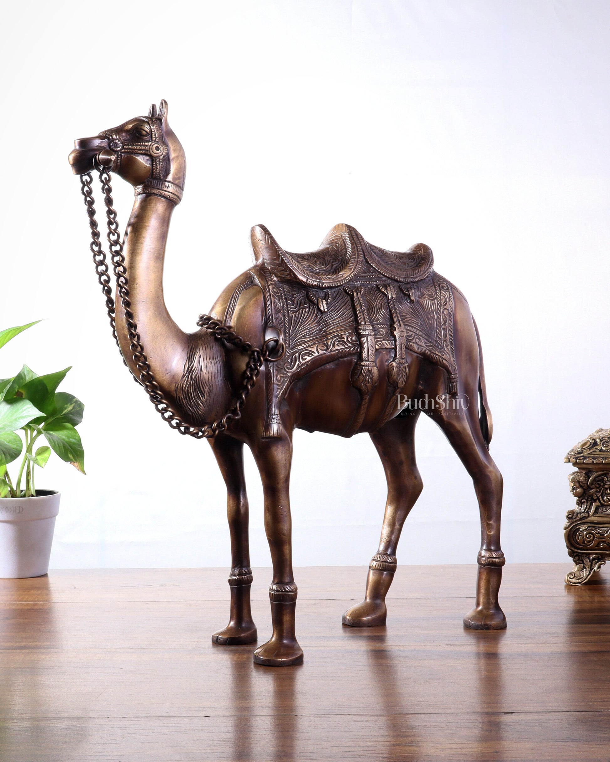 Pure Brass Camel Statue | Vastu Showpiece for Home & Office | 17" - Sama Homes Idol - Brass Sculpture - Eco-friendly - Sama Homes