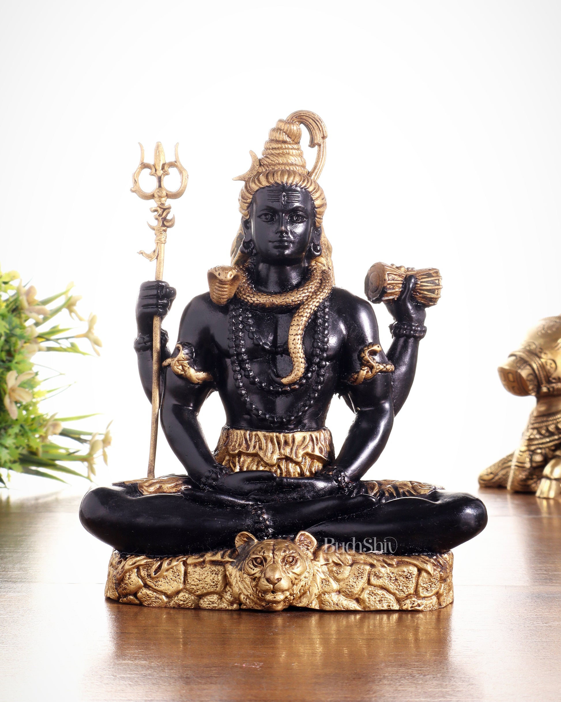 Brass Superfine Lord Shiva in Meditation Statue 6" black edition - Sama Homes Idol - Brass Sculpture - Eco-friendly - Sama Homes