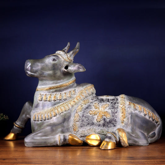 Heavy 30kg brass nandi sculpture for home temple
