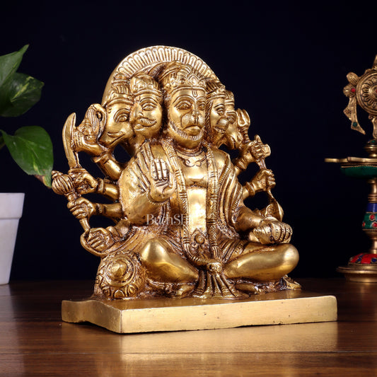 Pure Brass Panchmukhi Hanuman Statue 7.5 Inch - Sama Homes Idol - Brass Sculpture