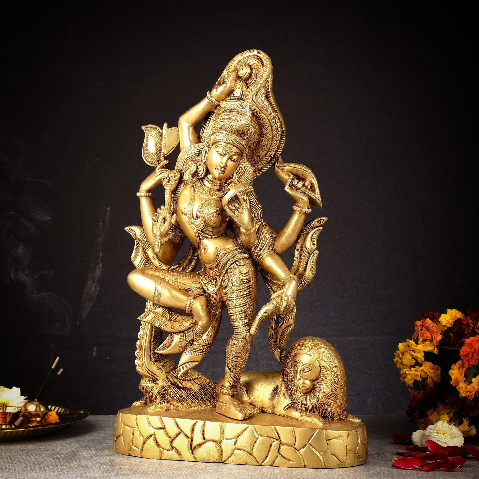Pure Brass Dancing Ardhanarishwara Statue | Shiv Shakti as One | 16.5" - Sama Homes Idol - Brass Sculpture - Eco-friendly - Sama Homes