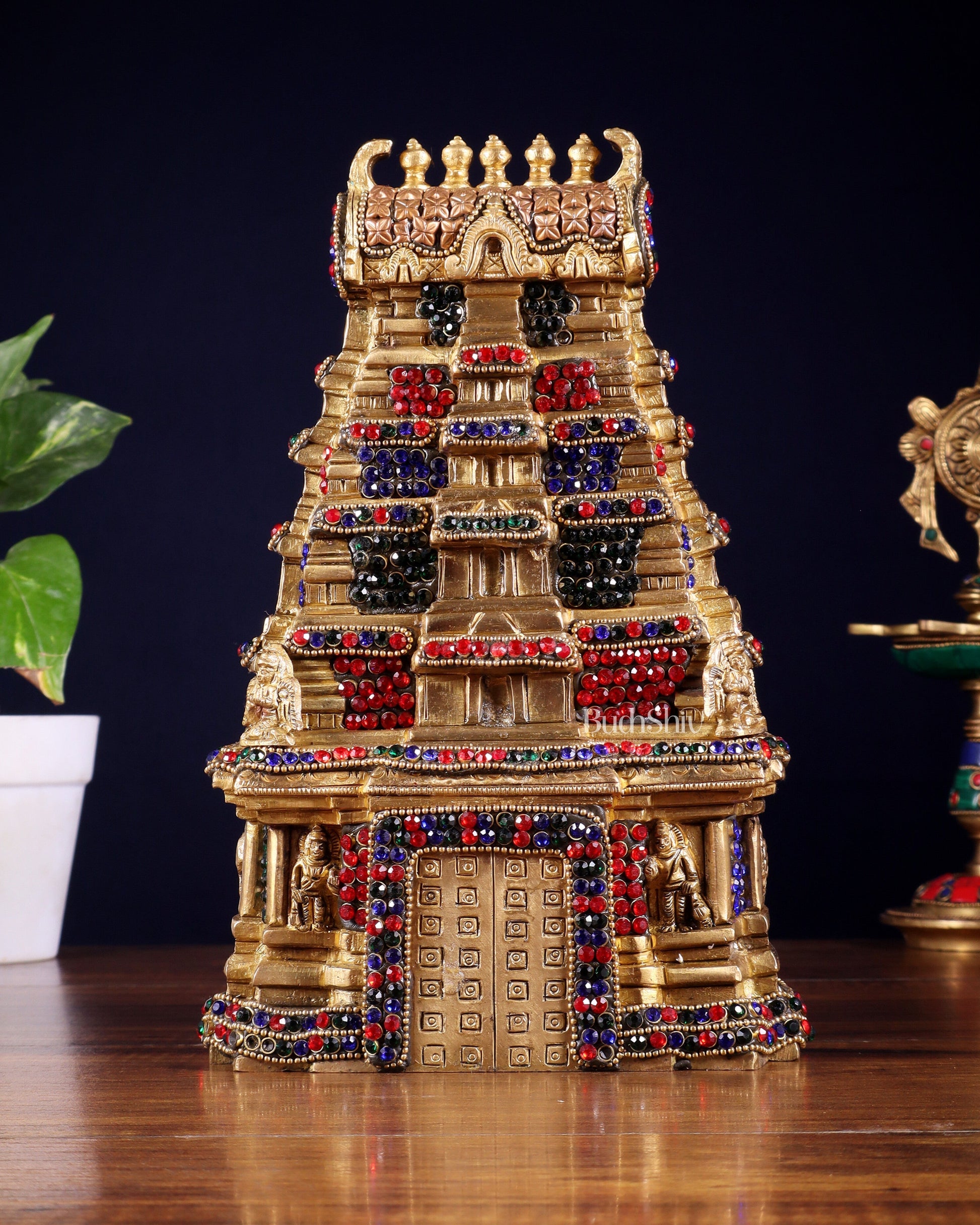 Pure Brass Meenakshi Temple Replica – 9.5 Inch - Sama Homes Idol - Brass Sculpture - Eco-friendly - Sama Homes